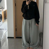 GO-STONE Oversize Woman Grey Black Sweatpants Y2K Korean Streetwear Loose Casual Jogger Pants High Waist All Match Drawstring Trousers