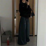 GO-STONE Oversize Woman Grey Black Sweatpants Y2K Korean Streetwear Loose Casual Jogger Pants High Waist All Match Drawstring Trousers