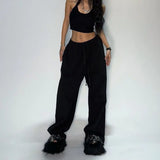 GO-STONE Oversize Woman Grey Black Sweatpants Y2K Korean Streetwear Loose Casual Jogger Pants High Waist All Match Drawstring Trousers