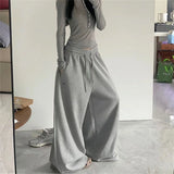 GO-STONE Oversize Woman Grey Black Sweatpants Y2K Korean Streetwear Loose Casual Jogger Pants High Waist All Match Drawstring Trousers