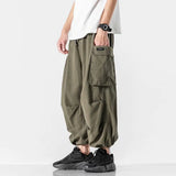 GO-STONE Y2k Baggy Cargo Pants 100% Cotton Joggers Streetwear Old Money Casual Harem Long Trousers Men Wide Leg Oversize