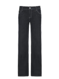 GO-STONE Women's Slim Fit Flared Jeans Y2K Vintage Low Rise Stretch Denim Pants with Embroidery Distressed Style for Everyday Outfits