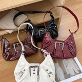 GO-STONE Y2K Retro Pleated Hobo Shoulder Bag for Women Hot Selling Maillard Style Underarm Bag Clutch Handbags for Travel Work Shopping