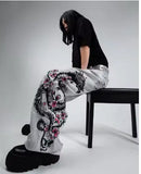 GO-STONE Japanese Harajuku Jeans Mens New Dragon High Quality Jeans Gothic Y2K Vintage Hip Hop Streetwear Denim Fabric Wide Leg Pants