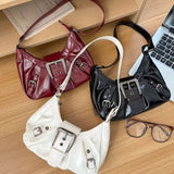 GO-STONE Y2K Retro Pleated Hobo Shoulder Bag for Women Hot Selling Maillard Style Underarm Bag Clutch Handbags for Travel Work Shopping