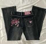 GO-STONE Gothic Hot Sweetheart Jeans Y2K Clothes Hip Hop Love Letter Graphic Retro Baggy Jeans Smart Casual High Waist Wide Leg Trousers