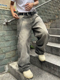 GO-STONE Vintage Men y2k Stretchy Baggy Denim Jeans For Men Fashion Casual pants Streetwear Denim Hip Hop Wide-Leg Straight Trousers