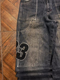 GO-STONE Y2K Fashion Letters Embroidered Big Pockets Washed Baggy Jeans Women High Street Vintage Hip Hop Popular Wild Wide-leg Pants