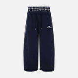 GO-STONE American Retro College Style Loose Fit Two-Piece Set with Double Waist Head Fake Bathroom Pants for Sports Leisure 2026 Fashion