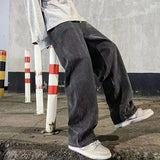 GO-STONE 2026 New Streetwear Loose Jeans Men Korean Style Fashion Loose Straight Wide Leg Pants Men's Brand Clothing Black Light Blue