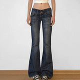 GO-STONE 2000s Clothes Y2k Low Rise Boot Cut Jeans Woman Casual Black Striped Denim Trousers Streetwear Flare Pants P77-DD25
