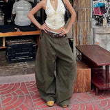 GO-STONE Women GreenY2k Baggy Jeans Harajuku 90s Vintage Bent Knife Denim Trousers Japanese 2000s Style Jeans Pants Oversize Clothes