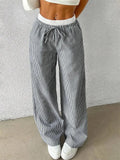 GO-STONE Women's Casual Striped Woven Wide Leg Pants Fall Winter 2026 Casual Stylish Full Length Trousers Y2K Clothes Streetwear