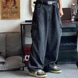 GO-STONE Baggy Jeans Men's Oversize Cargo Korean Black Wide Pants Streetwear Hip Hop Harajuku Male Fashion Straight Denim Pants