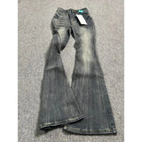 GO-STONE Oversized Washed Denim Flare Pants Women Spring Summer High Waist Slim Black Grey Jeans American Style Vintage Long Pants