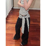 GO-STONE American Retro Low Waist Wide Leg Jeans Women's Summer Autumn Loose Drapey Tall Extended Length Hot Girls Wide Leg Pants
