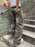GO-STONE Vintage Men y2k Stretchy Baggy Denim Jeans For Men Fashion Casual pants Streetwear Denim Hip Hop Wide-Leg Straight Trousers