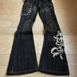 GO-STONE Y2K Micro La Retro Wide Jeans 2006 Leg Pants New High Waist Harajuku Loose Embroidered Women Jeans with Rock Punk Style