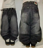 GO-STONE Y2K Fashion Letters Embroidered Big Pockets Washed Baggy Jeans Women High Street Vintage Hip Hop Popular Wild Wide-leg Pants