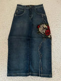 GO-STONE Y2K High Street Red Letter Embroidered Baggy Jeans Women Gothic American New Straight Pants Fashion Street Retro Wide-leg Pants