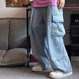 GO-STONE Baggy Jeans Men's Oversize Cargo Korean Black Wide Pants Streetwear Hip Hop Harajuku Male Fashion Straight Denim Pants