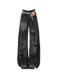 GO-STONE Y2K High Street Red Letter Embroidered Baggy Jeans Women Gothic American New Straight Pants Fashion Street Retro Wide-leg Pants