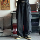 GO-STONE Baggy Jeans Men's Oversize Cargo Korean Black Wide Pants Streetwear Hip Hop Harajuku Male Fashion Straight Denim Pants