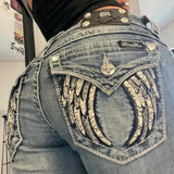 GO-STONE Gothic Hot Sweetheart Jeans Y2K Clothes Hip Hop Love Letter Graphic Retro Baggy Jeans Smart Casual High Waist Wide Leg Trousers