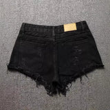 GO-STONE Black Denim Super Shorts Women Summer New Low-rise Ripped Shorts Crimped Sexy Hot Pants