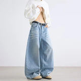 GO-STONE Autumn Men's Letter Printed Straight-Leg Baggy Jeans Hip Hop Fashion Washed Denim Pantalones American Retro Y2K Streetwear Jean