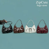 GO-STONE Y2K Retro Pleated Hobo Shoulder Bag for Women Hot Selling Maillard Style Underarm Bag Clutch Handbags for Travel Work Shopping