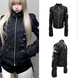 GO-STONE 2026 Spring Retro Faux Fur Coats Women 2000s American Vintage Jackets Harajuku Gotihc Punk Clothing Jean Parkas Female Outwear