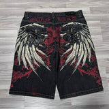 GO-STONE Y2K New Popular Denim Shorts Patch Vintage Shorts Men Women Street Hip Hop Fashion Harajuku Punk Loose High Waist Wide Leg Pants