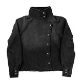 GO-STONE Y2k Fencing Jacket Vintage Wash Gradient Irregular Buttons Unisex Jacket Gothic Harajuku Streetwear Canvas Cotton Casual Jacket