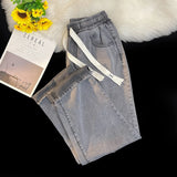 GO-STONE 2026 New Spring Summer Men's Baggy Jeans Lyocell Fabric Wide Leg Pants Drawstring Trousers Male City Boy Plus Size S-4 5XL Y2K