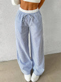 GO-STONE Women's Casual Striped Woven Wide Leg Pants Fall Winter 2026 Casual Stylish Full Length Trousers Y2K Clothes Streetwear