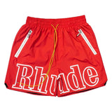 GO-STONE High street fashion RHUDE letter printed hip-hop casual pants beach pants men's five quarter shorts