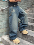 GO-STONE Vintage Men y2k Stretchy Baggy Denim Jeans For Men Fashion Casual pants Streetwear Denim Hip Hop Wide-Leg Straight Trousers