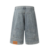GO-STONE 2026 American Style Men's Solid Color Loose Simple Basic Casual Trendy Knee Length Denim Trousers Male Cargo Jeans Pants Clothes