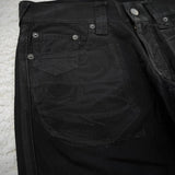 GO-STONE vintage X ray waxing tribal embroidery men's flared jeans Gothic high street unisex punk slim fit jeans Y2K baggy flared jeans