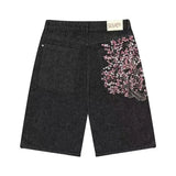 GO-STONE Denim shorts hip hop heraldic embroidered boy and girlfriend punk casual basketball shorts Y2K Harajuku retro street wear