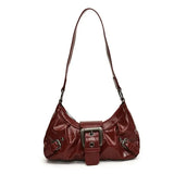 GO-STONE Y2K Retro Pleated Hobo Shoulder Bag for Women Hot Selling Maillard Style Underarm Bag Clutch Handbags for Travel Work Shopping