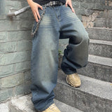 GO-STONE Vintage Men y2k Stretchy Baggy Denim Jeans For Men Fashion Casual pants Streetwear Denim Hip Hop Wide-Leg Straight Trousers