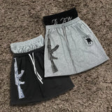 GO-STONE Summer Fashion Trend AK Printed Shorts Fake Two-Piece Double Waistband Casual Versatile Loose Five-Quarter Pants