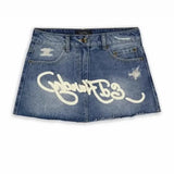 GO-STONE Y2K Street Vintage is a fashionable short skirt Harajuku gothic hip hop letter print vintage blue denim skirt