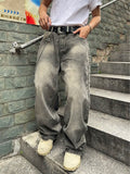 GO-STONE Vintage Men y2k Stretchy Baggy Denim Jeans For Men Fashion Casual pants Streetwear Denim Hip Hop Wide-Leg Straight Trousers