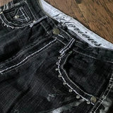 GO-STONE Y2K Fashion New Oversize Embroidery Loose Denim Shorts Men Gothic Punk Hip Hop Fashion Casual Joker Couple Basketball Pants
