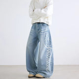 GO-STONE Autumn Men's Letter Printed Straight-Leg Baggy Jeans Hip Hop Fashion Washed Denim Pantalones American Retro Y2K Streetwear Jean