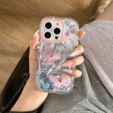 GO-STONE Korean Ins Feather Texture Butterfly Phone Case For iPhone 16 Pro 15 13 14 Pro Max Silicone Shockproof Border Cases Cute Funda