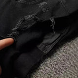 GO-STONE Black Denim Super Shorts Women Summer New Low-rise Ripped Shorts Crimped Sexy Hot Pants